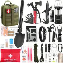 Survival Kit And First Aid Kit, 160 Pcs Emergency Supplies Camping Accessories With Upgraded Molle Bag, Gifts For Men And Women Outdoor Adventure Camping Hiking Hunting - 綠色 - 查看 1