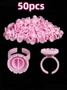 50/100/200PCS Glue Rings Lash Rings For Glue, Pigment Rings For Eyelash Extensions Eyelash Glue Holder Lash Glue Ring Smart Disposable Cups Pink - 彩色 - 查看 11