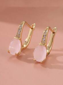 Elegant Pink Oval Pearl Earrings, An Ideal Birthday Gift. Women's Accessories, Women's Earrings - Gold - View 8