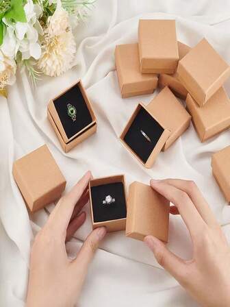 1pc/6pcs/12pcs/20pcs Jewelry Gift Box | 1.97 X 1.97 X 1.1 Inch Square Cardboard Jewelry Box With Foam Lining, Suitable For Small Earrings Accessories, Ideal For Christmas, Weddings, Valentine's Day, Birthdays, Girl Jewelry Box, Organizer.