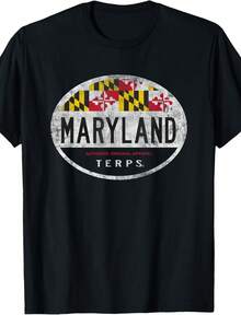 Maryland Terrapins Vintage Oval Black T-Shirt - 黑色 - 查看 1