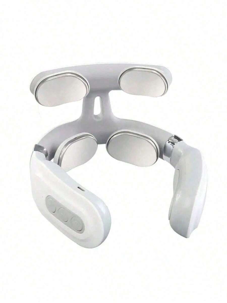 1pc Portable Electric Neck Massager, Smart Cervical Massager, USB Rechargeable, Rechargeable Lithium Battery, Fragrance-Free, Ideal Gift For Family, Men And Women - Relieve Neck And Shoulder Pain - White - View 1