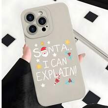 2026 nueva funda de teléfono mate, funda de teléfono Santa Puedo explicar diseño navideño con estrellas y acebo para iPhone 17 15 Pro Max 14 13 12 11  Galaxy S23 S22 S21 S20 S10 S9 S8 Plus, funda de teléfono linda para las fiestas, regalo de funda de teléfono para él y ella, regalo de Navidad - Blanco antiguo - Ver 7