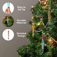 yJOYIN 12 Adornos Coloridos de carambano de Vidrio con linea de Vidrio para decoracion de arbol de Navidad arbol de Navidad de 3.5 a 3.7 Pulgadas para Colgar en 12 diseños Diferentes - Multicolor - Ver 4