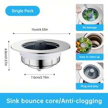 Bộ phụ kiện bồn rửa nhà bếp 3 trong 1 bằng thép không gỉ và nhựa - Bộ lọc và nút chặn cống bền chắc, dễ vệ sinh. - Nhiều màu - Xem 4