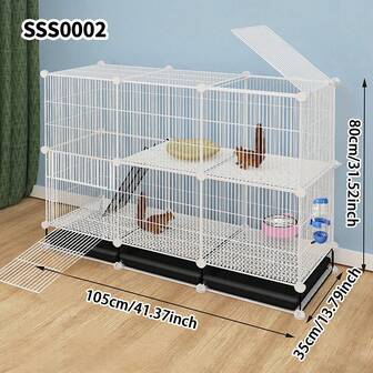 Squirrel Cage With Tray, Indoor Small Cat Cage, Small Dog Cage, Rabbit Cage, Small Animal Cage With Litter Box