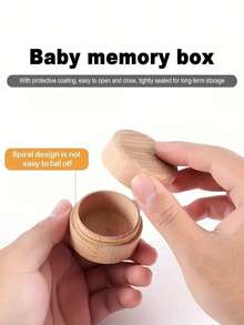 Hộp gỗ đựng răng lưu niệm, làm từ chất liệu tự nhiên bền chắc, hộp đựng kỷ niệm di động, món quà lý tưởng cho các bậc cha mẹ mới, họa tiết đáng yêu được khắc trên hộp. - Nhiều màu - Xem 3