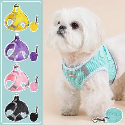 Bộ 2 chiếc áo nịt ngực phản quang mềm mại, thoáng khí, có thể điều chỉnh cho chó nhỏ và vừa, phù hợp với chó cỡ nhỏ và trung bình.