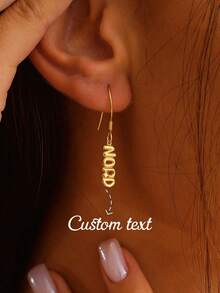 Customized Bubble Name Earrings, Personalized Bubble Name Earrings, Bubble Jewelry Gift For Mother, Anniversary Earring Gift, Bubble Wedding Earrings - Gold - View 2