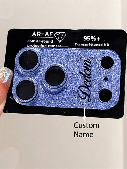 [Customized] Personalized Customized Letters Engraving Name Glitter Mobile Phone Lens Protective Pad Case Compatible With IPhone 17 Pro 17 Pro Max Prevent Scratches Shockproof Protective Cover