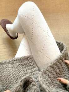 1 Pc Japanese JK Diamond Lattice Openwork Mesh Pantyhose, Suitable For Spring And Autumn Wear - White - View 1