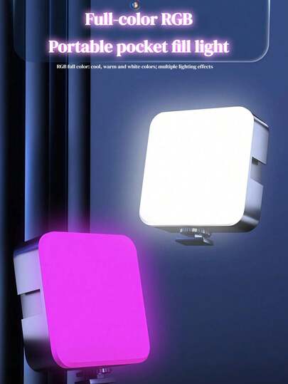 1pc Desiontal IReal X1 Full Color RGB Photo Editing Light, Vlog Camera Soft Light Beauty Light, With LED Color Temperature 3000-6500K, Portable Outdoor Smartphone Selfie Photography Lighting, With Cold Shoe Mount And 1/4" Threaded Mount