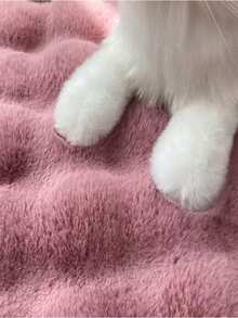 1pc Cat/Dog Warm Sleeping Pad, Plush Round Pet Bed With Blanket, Non-Slip Bottom, Thick & Soft Autumn/Winter Pet Supplies - Multicolor - View 3