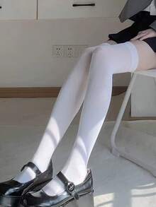 1Pair Plus Size Thigh High Stockings, 120D Slimming Opaque Velvet Socks – Breathable Thigh-Length Hosiery For Women - 彩色 - 查看 6