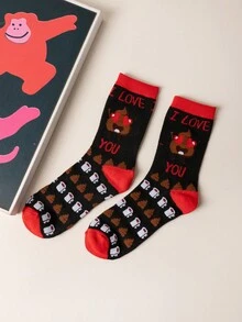 1 Pair Men's Novelty Series Casual Long Socks, Fashion & Versatile - Multicolor - View 1