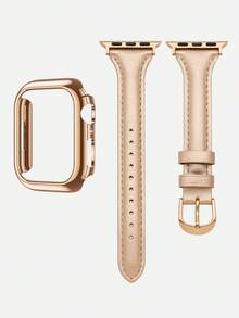 Huastonband 女款相容錶帶與保護殼 38mm 40mm 41mm 42mm 44mm 45mm 46mm 49mm 智慧手錶配件 超薄柔軟舒適腕帶 Ultra 3/2/1/SE/S11/S10/S9/S8/S7/S6/S4/Series 防刮防摔手錶保護殼，女款配件 夏季海灘活動 派對聚會 畢業季 返校禮物 - 香檳色 - 查看 3