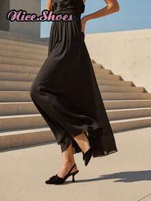 Women's New Bowknot High Heel Sandals, Pointed Toe Thin Heel French Backless Pumps, Bowknot Decor Commuting High Heels, Versatile Bowknot Wedding Party Heels, Available In Wine Red, Khaki, Black, Beige, White