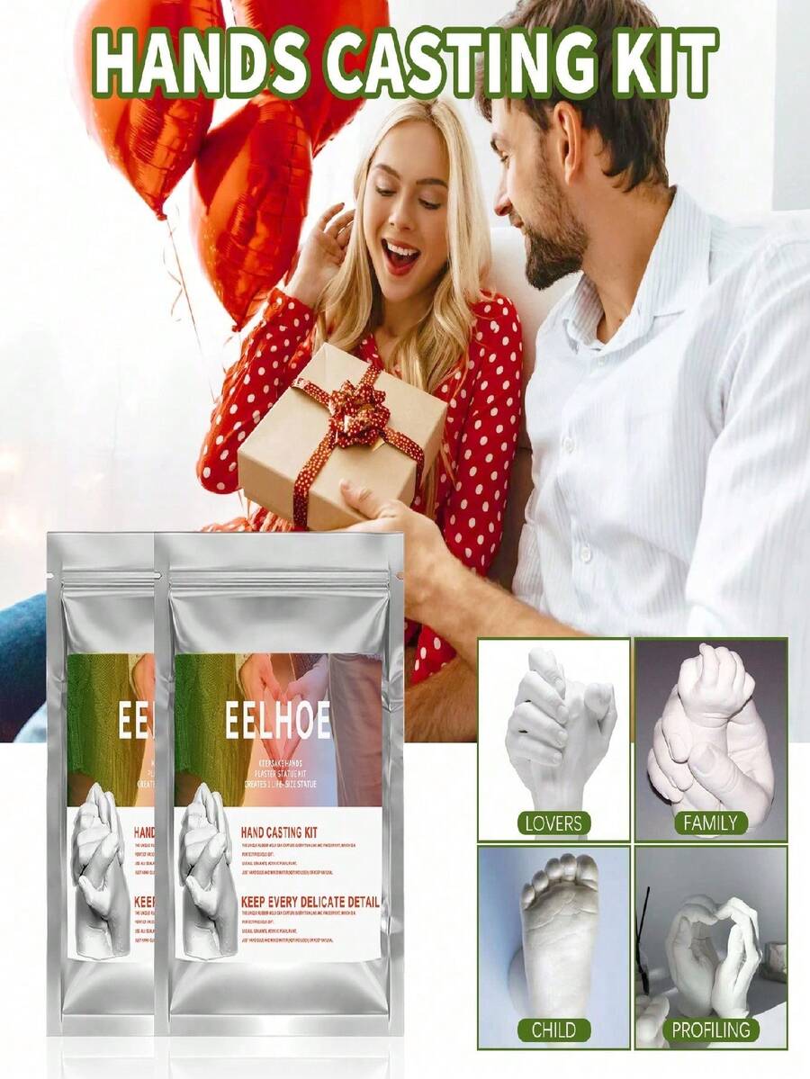 50g/200g Hand Molding Powder Set, 3D Hand Mold Plaster Casting DIY Craft Kit, Gifts For Engagement, Wedding, Mother's Day, Anniversary, Unique Gifts For Him And Her, Couples, Random Old/New Version Shipped
