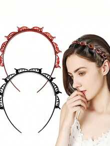 Bộ phụ kiện tóc thời trang 2 chiếc/1 chiếc, kẹp tóc lười, kẹp tóc mái mùa hè cho nữ, băng đô cao trang trí tóc, dây buộc tóc, vòng buộc tóc, dây chun buộc tóc. - màu đen - Xem 6