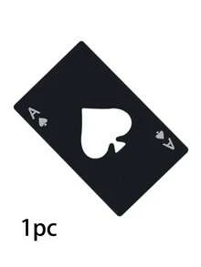 1/3/5个装不锈钢瓶盖开启器，创意扑克牌造型，黑色，独特A牌设计，防锈易用，适合日常使用和特殊场合，扑克牌造型开瓶器，信用卡大小开瓶器，情人节、感恩节、结婚、求婚、生日、婚礼用品 - 黑色 - 查看 8
