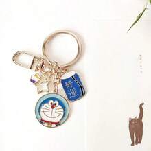 1pc Cartoon Lovely Blue Dingdang Cat Bell Key Chain Student Birthday Gift USB Pendant, Christmas, Christmas Sock Stuffing, Christmas Gift, Christmas, Christmas Decorations - Multicolor - View 6