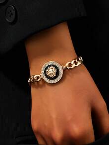 1 朋克风格夸张动物设计男士项链适合日常通勤多种场合 - 金色 - 查看 6