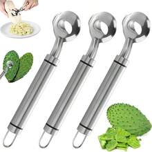 Spoon Cactus Peeler, Multi Functional Pelador De Nopales Con Espinas Stainless Steel Cactus Peeling Tool With Perforated Long Handle Noodle Knife, Suitable For Kitchen Small Tool Accessories, Holiday Transportation, Home Goods, Halloween, Christmas. - Silver - View 14