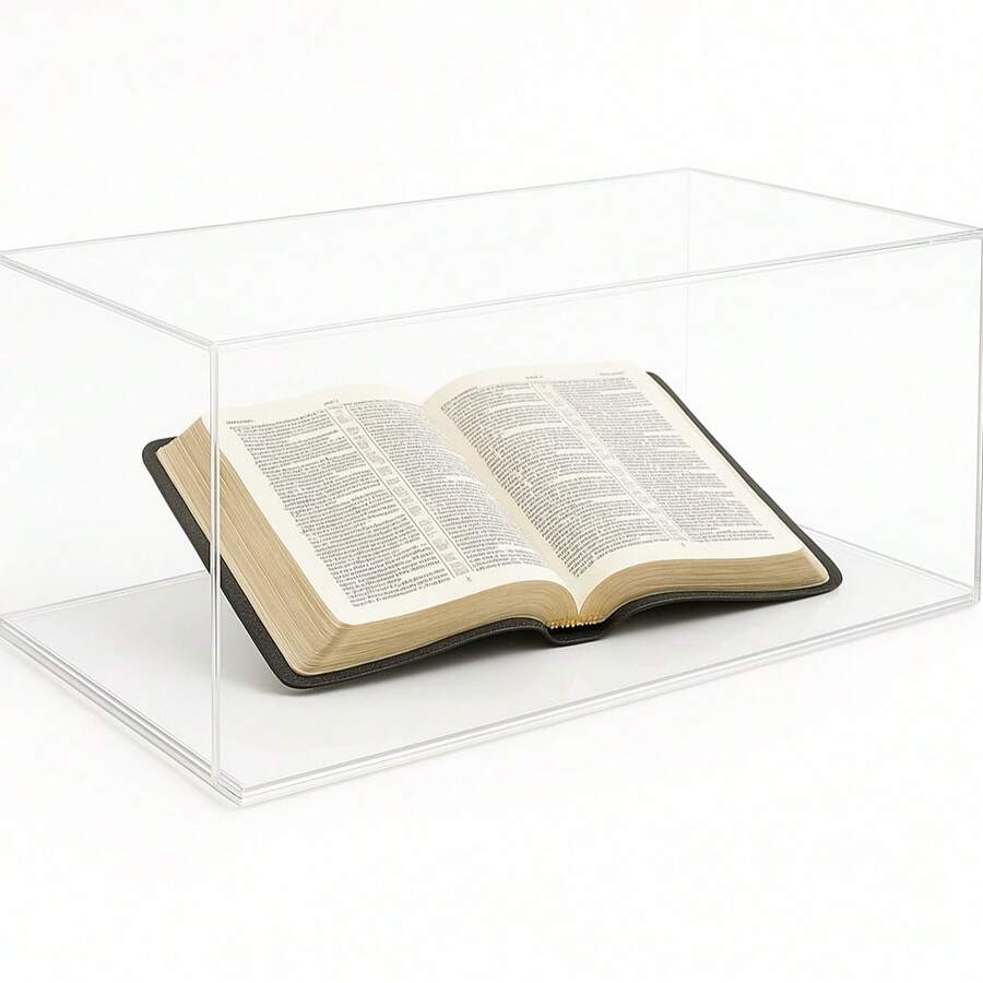 Caixa Expositora para Bíblia, Álbum, ou Livros em Acrílico - Fundo Transparente - Visão 1