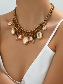 1pc Korean Collarbone Chain, New Fashion Crystal Pendant Necklace For Women