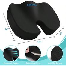 XZGB Office Chair Seat Cushion Cooling Gel Enhanced Memory Foam Cushion For Long Sitting - Back Sciatica Coccyx Tailbone Pain Relief Pillow - For Office Gaming Car Wheelchair - Black Large - 黑色 - 查看 3