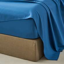 3/4 Pieces Sheet Set, Cooling Sheets For 3 Pieces Twin Sheet Set With Pillowcase, Full/Queen/King Size Bed Set With 4Pieces, Derived From Microfiber, Breathable & Soft, Deep Pocket Up To 16", Hotel Luxury Silky Bedding For Hot Sleepers - 藍色 - 查看 9