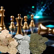 20/50/100/150枚合金海盗宝箱硬币套装，适用于桌游、游戏代币、角色扮演，是送给朋友的理想礼物。 - 彩色 - 查看 9