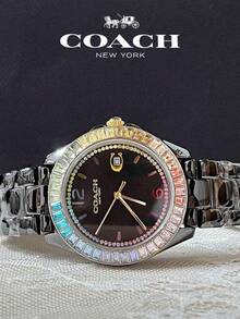 Coach Greyson Black Ceramic Rainbow Bezel Watch For Women - Black - View 8