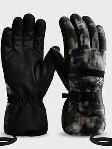 新款防水保暖滑雪手套，户外冬季手套，带触摸屏，防风，防滑，带照明模式