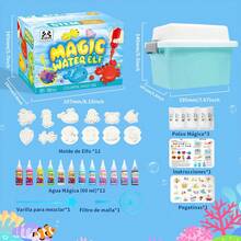 Set DIY de 32 Piezas "Elfos de Agua Mágicos" – Juguete Educativo para Niños y Niñas, Kit de Ciencia y Arte con Hidrogel de Colores, 12 Pegamentos Mágicos y 12 Moldes de Vida Marina (pez, pulpo, estrella de mar, calamar y más). Incluye molde especial de calamar y herramientas para crear figuras en 3D que flotan en el agua. Elaborado con material ABS de alta calidad, resistente y no tóxico, ideal para manualidades infantiles, aprendizaje sensorial, creatividad y actividades de Educación STEM. Perfecto como juguete popular en México, regalo de cumpleaños, regalo de Navidad, Día del Niño, fiestas, actividades familiares, escolares, guarderías y proyectos creativos. Un kit de hidrogel y slime educativo que encanta a niños y adultos, y que impulsa el desarrollo temprano, la coordinación mano-ojo y el juego interactivo entre padres e hijos. ¡Diversión garantizada para horas de creatividad, experimentos y arte acuático! - Celeste - Ver 12