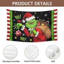 The Grinchs Merry Christmas Tapestry Flag Photo Backdrop Christmas Banner For Xmas Room Aesthetic Living Room Bedroom Party Decorations College Dorm Decor - Multicolor - View 5