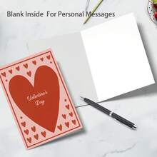 1pc Heart-Filled Valentine's Day Greeting Card - Romantic Red & Pink Design With Hearts - Perfect For Boyfriends, Girlfriends, Husbands, And Wives - Classic Love Expression - Multicolor - View 3