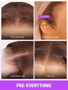 MEGALOOK 升级版 13x6 Three-Go™ Max 无胶假发，棕色头发，浅金色挑染，自然波浪卷发，带抽绳 - 100% 真人发，预剪蕾丝耳到耳超大发际线，透明蕾丝熔合，预拔毛，真发无结渐变挑染假发