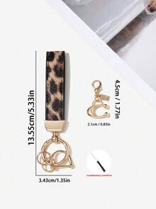 Leopard Print Car Key Chain With Gold Letter C, Best Choice As Gift For Family And Friends, Fashionable Car Key Chain, Key Holder, Comes With A Small Screwdriver Tool - Leopard Print Buckle + Gold Letter C - View 4