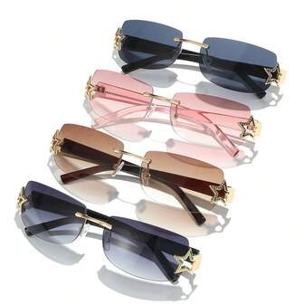 Fashion Y2K Fashion Glasses Retro Rimless Rectangular Shades Stare Glasses Sport Pink Eyeglasses Fashion Women's Glasses