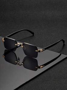 1PC Solid Color Vintage Fashion Rimless Fashion Glasses, Summer Eyewear, Personalized Premium Metal Rimless Glasses - Perfect For Vacation, Travel, Street Photography, Hiking, Party, Music Festival, Concert And As An Ideal Gift - Multicolor - View 11