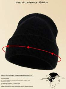 两顶男女通用户外保暖纯色针织渔夫帽，适合日常佩戴 - 黑+黑 - 查看 5