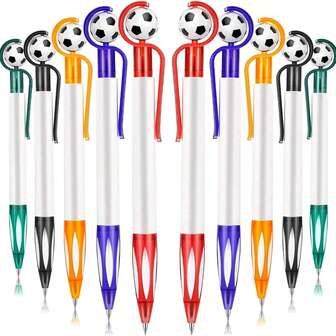 1/5/10/20pcs Football Party Gifts, Football Pen, Football Shape Pen With Black Ink, Retractable Multicolor Ballpoint Pen With Medium Tip 1.0 Mm, Soft Grip For Office, Party, Christmas, New Year, 5 Colors, Football Gifts Pixel Party