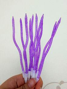 12支糖果色紫色闪光弧形生日周年纪念情人节求婚公主派对蛋糕装饰蜡烛 - 紫色 - 查看 4