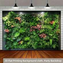 1 pieza de telón de fondo de poliéster plano 2D, decoración de pared verde, multifuncional para fotografía interior/exterior para cumpleaños, aniversarios, eventos de fiesta - No se requiere electricidad - 1 pieza - Ver 2