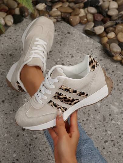 Attention! Runs Large, Women's New Casual Sports Shoes, Thick Sole Lace-Up Striped Decor Athleisure Sneakers, Full Size Range For Men And Women, Available In Size 35-46