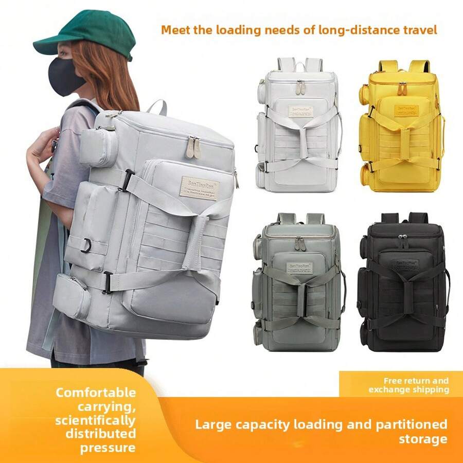 Sac à dos de voyage Sac à dos homme Très grande capacité Sac de sport fitness ski alpinisme Sac de bagage femme séparation sec-humide - Jaune citron - Voir 1