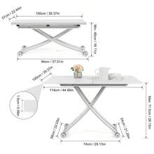 Multifunctional Dining Table, Adjustable Height Foldable Modern Coffee Table, White Banquet Table For Living Room, Dining Room - White - View 4