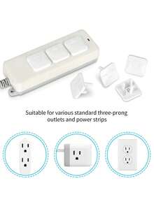 10pcs White 3-Hole Protective Covers For Power Sockets, Insulation Covers To Prevent Electric Shock - White - View 4