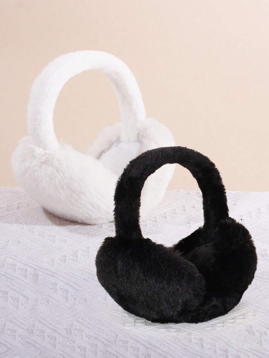 1个仿毛皮耳罩，可爱可折叠冬季耳罩，适合女孩户外使用 - 毛絨耳罩 - 查看 1